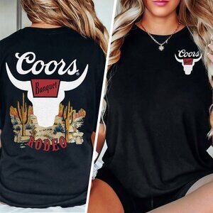 Desert-Inspired Graphic T-Shirt – Coors Banquet Bull Head Design